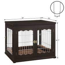 The dog crate end table should also be spacious enough to accommodate your various dog accessories such as dog leather collars. Pet Crate End Table With Cushion Wooden Wire Dog Kennels With Double Doors Modern Design Dog House Furniture Style Dog Crate Dog House Indoor Wood Dog Crate