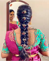 Pin By Anjana Chaganti On Designer Blouses Indian Hairstyles For Saree Bridal Hairstyle Indian Wedding Front Hair Styles