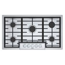 It is made of metal and is intended for use with downdraft. Bosch Gas Cooktop 5 Burners 37 In 19 000 Btu Stainless Steel Ngm8656uc Rona
