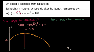 Converting from vertex form back to standard form is easy. Quadratic Word Problems Vertex Form Video Khan Academy