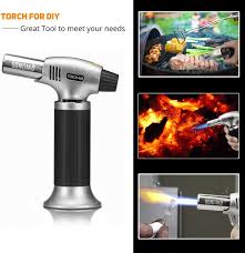 The kitchen torch comes with no butane gas hence you need to get 10 g butane fuels with filling capacity. Buy Sondiko Butane Torch Refillable Kitchen Torch Lighter Fit All Butane Tanks Blow Torch With Safety Lock And Adjustable Flame For Desserts Creme Brulee Bbq And Baking Butane Gas Not Included Online In