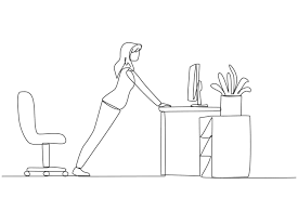 contínuo 1 linha desenhando mulher Faz empurrar acima movimentos de  segurando Beira do trabalhos mesa. superar