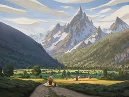 Artstation Mountain Above The Valley Quentin Regnes Fantasy Landscape Environment Concept Art Landscape Concept
