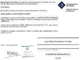 O que sol·licita el duplicat del títol propi certificat d'aptitud pedagògica per. Titulos Oficiales Jose Maria Castanares