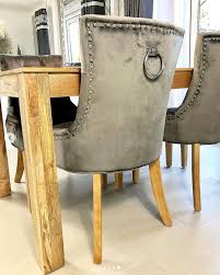 Verona Dining Chair In Grey Velvet With Chrome Knocker And Oak Legs Velvet Dining Room Chairs Dining Chairs Dining Room Chairs Upholstered