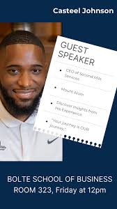 Attention Business Students,, This Friday at noon in the Palmieri Center  for Entrepreneurship (Room 323 in the KAC), Mount alum and CEO of Second  Mile Services, Casteel Johnson, is coming to share his ...