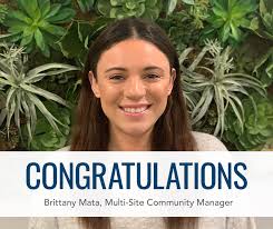 We are excited to announce the promotion of Brittany Mata to Multi-site  Community Manager at IMT Belasera at Fulton , IMT 6228 Fulton, IMT  Moorpark, IMT Valleyheart, IMT 13841 Vanowen, IMT 14227