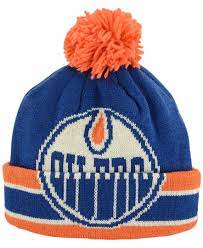 Ccm Edmonton Oilers Oversized Logo Cuffed Pom Knit Hat Sports Fan Shop By Lids Men Macy S Knitted Hats Knitting Hats