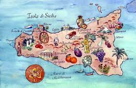 Sicily Map Print Mat 11x14 Infree Heritage Chart Etsy In 2021 Sicily Italy Sicily Illustrated Map