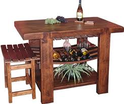 One wine barrel base has a 28 bottle wine rack inside and the other an internal lazy susan shelf. Russian River Kitchen Island Wine Furniture