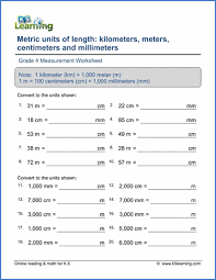 How many millimeters in a meter. Grade 4 Measurement Worksheets Convert Metric Lengths K5 Learning