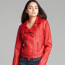 Guess Red Jacket Carly Faux Leather Moto Sz Large Red Jacket Red Jacket Women Jackets