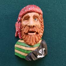 Pirate caricature from basswood and acrylics