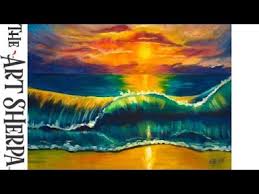 Sunset acrylic painting by dx on deviantart. How To Paint A Tropical Beach Wave At Sunset Beginner Acrylic Painting The Art Sherpa