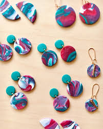 Marble Collection Handmade Polymer Clay Earrings Statement Earrings  Wearable Art Jewelry