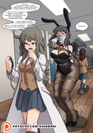 shio-bari, sakurajima mai, seishun buta yarou, highres, animal ears, bdsm,  blush, bondage, bound, english text, gag, gagged, hopping, improvised gag,  muffled, rabbit, rabbit ears, tape, tape gag, tied up (nonsexual) - Image
