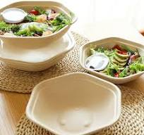 Sugarcane Bagasse Pulp Packaging Biodegradable Salad Lunch Disposable 750ml Hexagonal Bowl with Lid