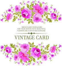 Pink Flowers Vintage Card Vector 01 Vector Card Free Download Vintage Cards Vintage Flowers Pink Flowers