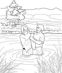 John the baptist baptizing jesus gospel art: John Baptizing Jesus Coloring Page