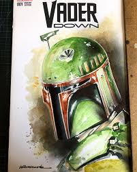 Star Wars Boba Fett Sketch It Is For Sale Details On Url Watercolor Sketch Boba Fett Star Wars Boba Fett