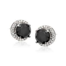 Black And White Diamond Stud Earrings These Black Diamond Stud Earrings Framed With White Diamonds Will Have Heads Turnin Diamond Earrings Studs Black Diamond Earrings Black Diamond Earrings Studs