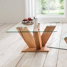 Glas Couchtisch Smono Mit Saulengestell Kernbuche Massiv Couchtisch Wohnzimmertische Tisch