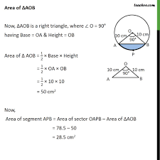 (1/2 cord)^2 / circular segment height, equals the diameter if you add the height of the circular segment to it. Ex 12 2 4 A Chord Of A Circle Of Radius 10 Cm Subtends