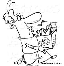 Here are a couple of cute earth day coloring pages with optinoal handwriting practice. Vector Of A Cartoon Whistling Man Carrying A Carton To A Recycle Center Coloring Page Outline By Toonaday 17563