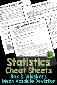 Finally Statistics Cheat Sheets For Box And Whiskers Plots And Mean Absolute Deviation Also Include Statistics Cheat Sheet Middle School Math 7th Grade Math