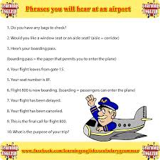 At The Airport Vocabulary And Sentences In English