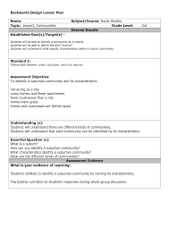 Backward Planning Template Backwards Design Lesson Plan