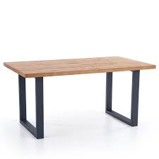 Table De Salle A Manger Design Avec Structure En Acier Noir Melly Plateau de table bois panneaux de particules wengé 68x68. table a manger extensible 160 250cm avec plateau aspect chene clair et pieds metal noir melly