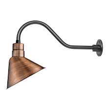 Modern gooseneck and barn lights are designed to look like vintage light fixtures used in the early 20th century to illuminate barns, farmhouses and workshops. Copper Gooseneck Wall Light 12 Angle Shade Barn Pros