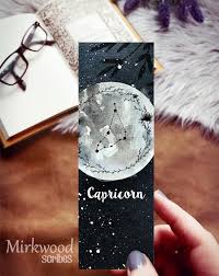 Capricorn Bookmark Capricorn Zodiac Sign Bookmarks In 2020 Watercolor Bookmarks Zodiac Capricorn Creative Bookmarks