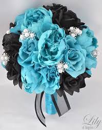 I just happened to stumble across handy flowers while looking for local flower shops for my wedding. Teal And Silver Wedding Bouquets Novocom Top