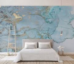 3d Abstract Blue Gold Ink Smudge Wallpaperremovable Self Etsy Wallpaper Living Room Study Decor Wallpaper Decor