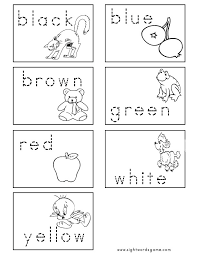 color worksheets sight words reading writing spelling worksheets