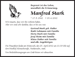 Traueranzeigen von Manfred Stark