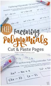 Free, printable worksheets provided by k5 learning; Free Factoring Polynomials Practice Cut Paste Pages