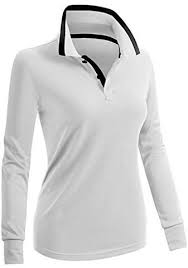 Black And White Long Sleeve Polo Clovery Women S Point Collar Design Long Sleeve Polo Shirt Top White Us M Tag M