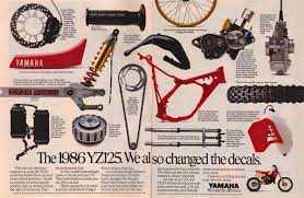 1986 Yamaha Yz125 Vintage Poster Publicite Vintage