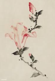 Large Pink Blossom On A Stem With Three Additional Buds By Katsushika Hokusai Published Between 1830 A Japanese Art Japanese Woodblock Printing Fine Art Prints