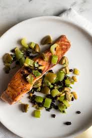 Pan Seared Salmon With Celery Olives And Capers Recipe Recipe Nyt Cooking Recipes Pan Seared Salmon