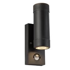 Steinel l 810 led ihf sensor outdoor light up down €185.90 delivery time: Outdoor Pir 2 Light Cylinder Pp Wall Bracket Black Lighting Lights