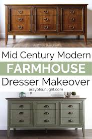Mid Century Modern Farmhouse Dresser In Olive Green In 2020 Green Dresser Makeover Farmhouse Dresser Green Dresser
