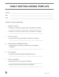Grab the family meeting template here. Free Family Meeting Agenda Template Sample Word Pdf Eforms