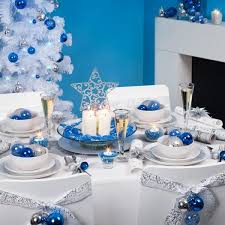 New Years Tablescape Decoration In Blue White Silver Snowflakes Can Be Used As Food Christmas Table Decorations Diy Christmas Table Christmas Table Settings