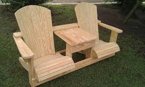 Double Adirondack Chair Made By My 22 Year Old Grandson In Nc Diy Outdoor Furniture Wood Pallet Projects Outdoor Chairs