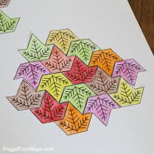 Step 2 cut out the square from the index card. Leaf Tessellation Collaborative Stem Art Project Frugal Fun For Boys And Girls