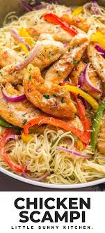 This Colorful Chicken Scampi Dinner Is So Quick And Easy The Chicken Tenders Are So Juicy And In 2020 Easy Chicken Dinner Recipes Chicken Scampi Quick Chicken Dinner